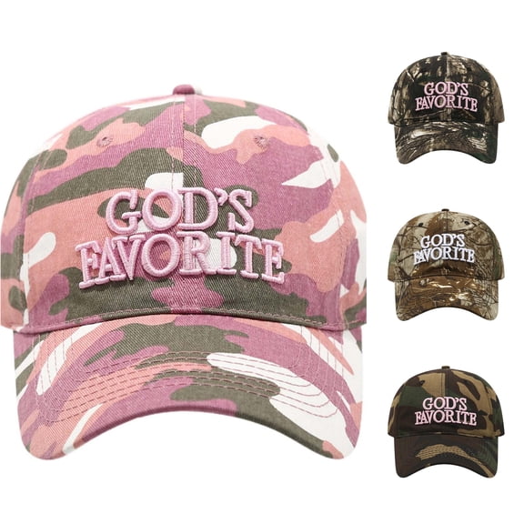 XIAOCHA Mens Camo Embroidered Baseball Cap Vintage Shapeable Brim Farm Ball Hat,Pink