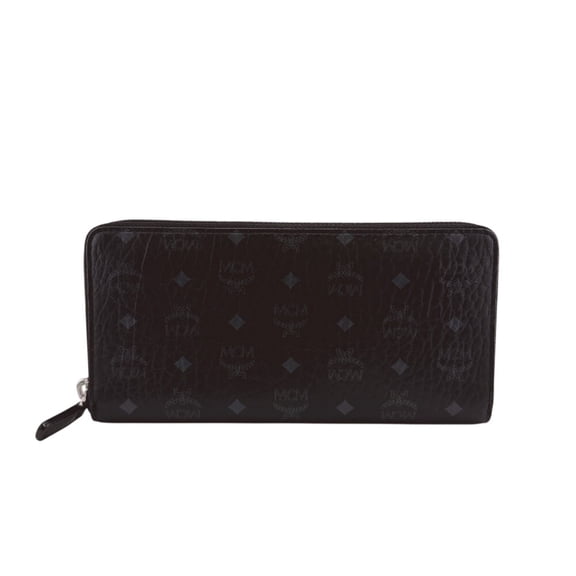 Pre-Owned MCM (MCM) Round Zip Visetos Long Wallet, Black