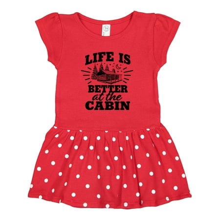 

Inktastic Life is Better at the Cabin with Trees and Moon Gift Toddler Girl Dress