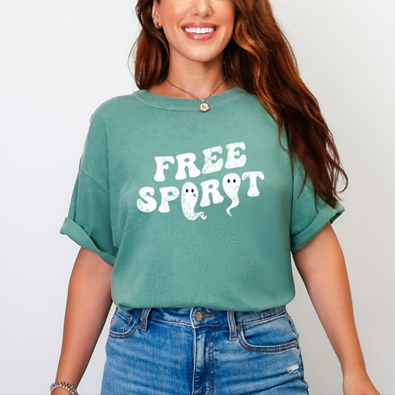 Free Spirit Ghost Distressed - Women's Garment Dyed Graphic T-Shirt