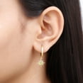 thumbnail image 5 of Rosec Jewels Sunburst Hoop Drop Earrings with Peridot for Women - August Birthstone Earrings, 10K Yellow Gold, 5 of 7