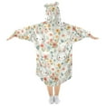 thumbnail image 2 of Dailycode Wearable Blanket Hoodie Oversized Sherpa Flannel Blankets with Pocket for 3-14 Year Old Cute Rabbit Face and Flowers, 2 of 7