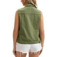 thumbnail image 3 of INSPIRE CHIC Mother's Day Women's Denim Vest Button Down Washed Distressed Sleeveless Jean Jacket with Pockets Army Green M, 3 of 6