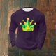 thumbnail image 4 of Ceisia Men's Mardi Gras Glitter Crown Print Waffle Knit Crew Neck Long Sleeve T-Shirt Gift, 4 of 5