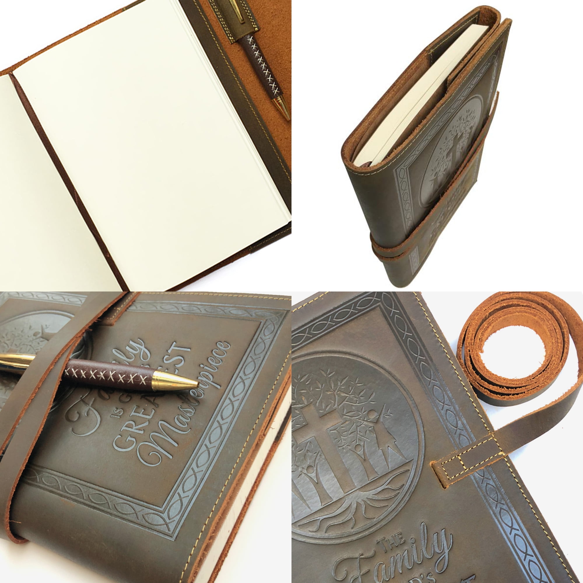 Leather Bound Journal for Men and Women, Handmade Gift Set with Refillable Tree of Life Embossed Journal, Vintage Notebook, Sketchbook, Planner and Diary (240 Pages) (8.8x6.5")
