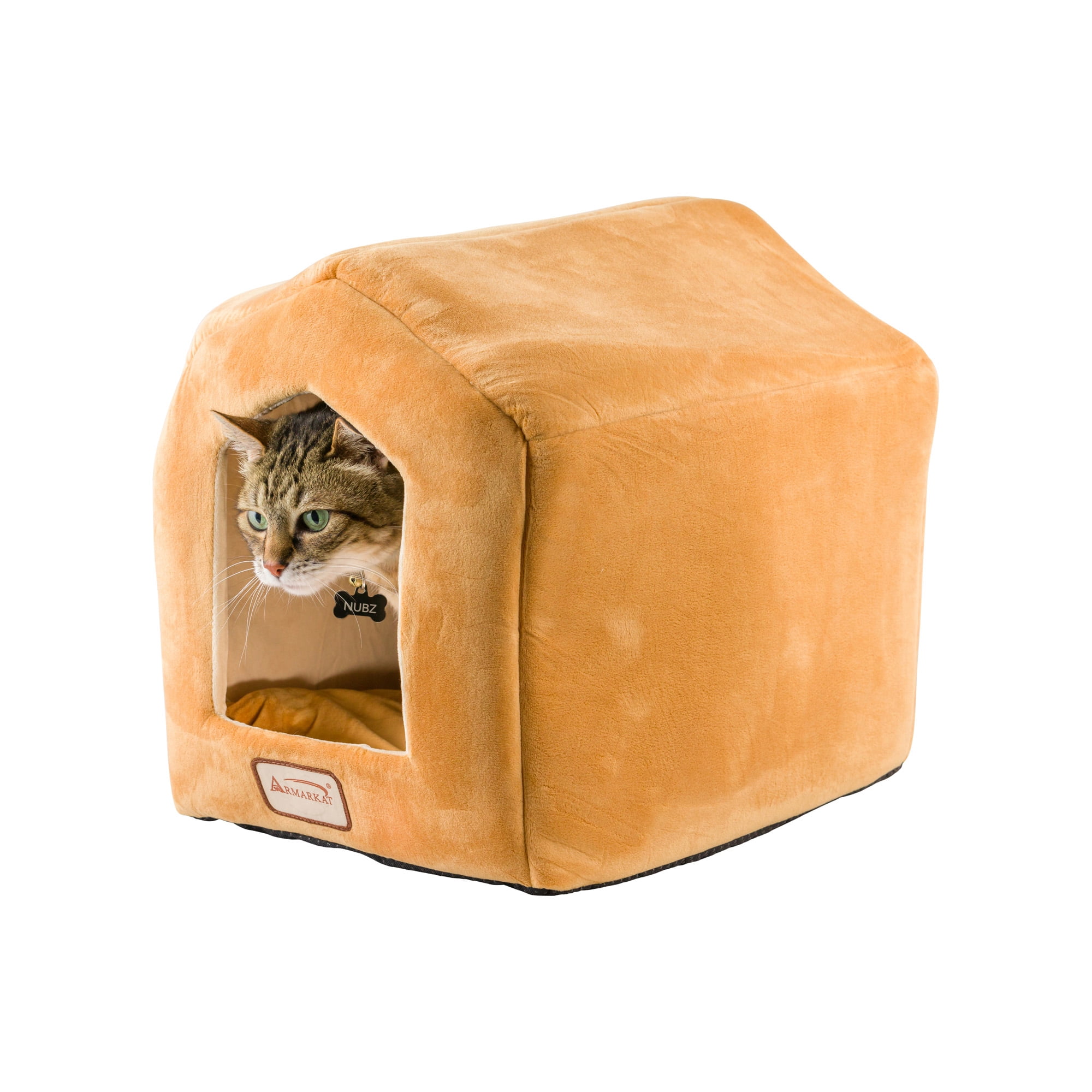 Armarkat Covered Pet Cat Bed, Brown