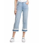 DKNY Womens Tie Dye-Hem Cropped Jeans Rinse 32