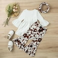 thumbnail image 5 of GYRATEDREAM Toddler Baby Girls Outfits Long Sleeve Cow Print Top & Flare Pants Set Kids Clothes 9M-4T, 5 of 11