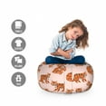 thumbnail image 2 of Safari Storage Toy Bag Chair, Fun Pattern of Tigers with Stripes Funky Wildlife Creatures, Stuffed Animal Organizer Washable Bag, Small Size, Blush Orange and Dark Grey, by Ambesonne, 2 of 3
