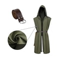 thumbnail image 4 of Mens Renaissance Hooded Tunic Sleeveless Medieval Waistcoat Viking LARP Assassin Style Costume Outerwear Long Vest, 4 of 8