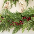 thumbnail image 3 of Guvpev 6FT Realistic Christmas Cedar Garland, Real Touch Green Artificial Greenery Garland with Red Berry, Xmas Garland Ornament for Holiday, Table, Mantel, Wall, Indoor Outdoor Christmas Decorations, 3 of 14