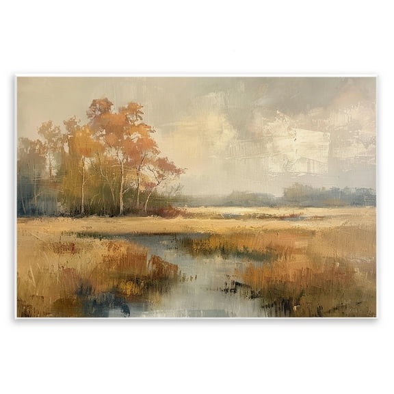 Stupell Industries Autumn Stream Landscape Landscape & Nature Painting Unframed Art Print Wall Art, 15 x 10