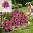thumbnail image 6 of Xecvkr Outdoor Simulation Flower Ground Arrangement Patio Begonia Artificial Potted Plants Fake Bouquet Maintenance Free Decoration Easy Setup All Year 1 Piece Hot Pink, 6 of 9