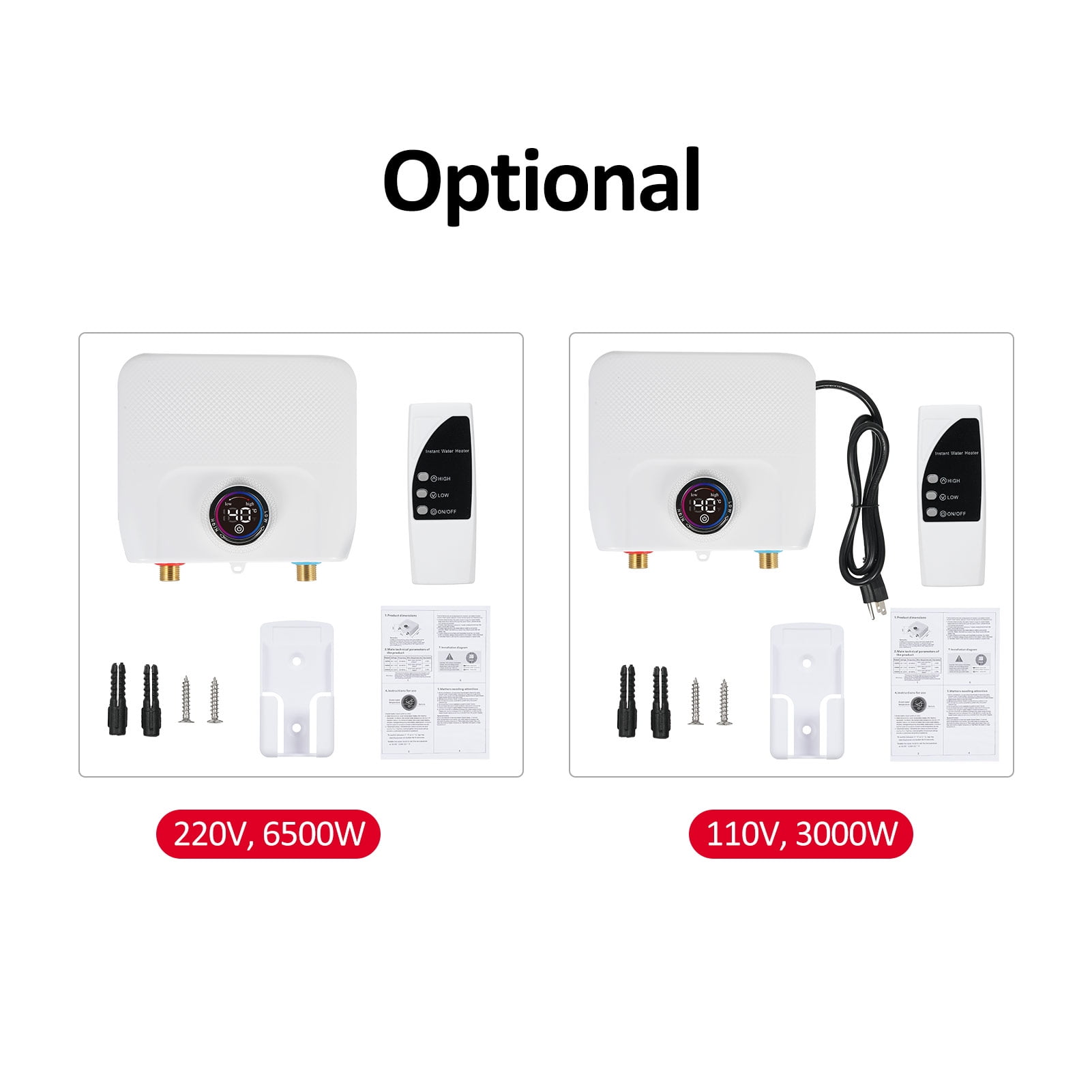 Instant Heater,Display On With Remote Water Heater Remote Display Water Tankless On Demand 3000w Constant