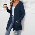 thumbnail image 7 of idosla Cardigan Sweaters for Women Lightweight Open Front Thin Long Cardigans Fall Long Sleeve Knit Sweater with Pockets (Navy, XXL), 7 of 7