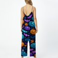 thumbnail image 6 of Halloween Jumpsuits for Women Candy Castle Wide Leg Backless Horror Overalls Skeleton Spiderweb Halter Funny Rompers, S, 6 of 6