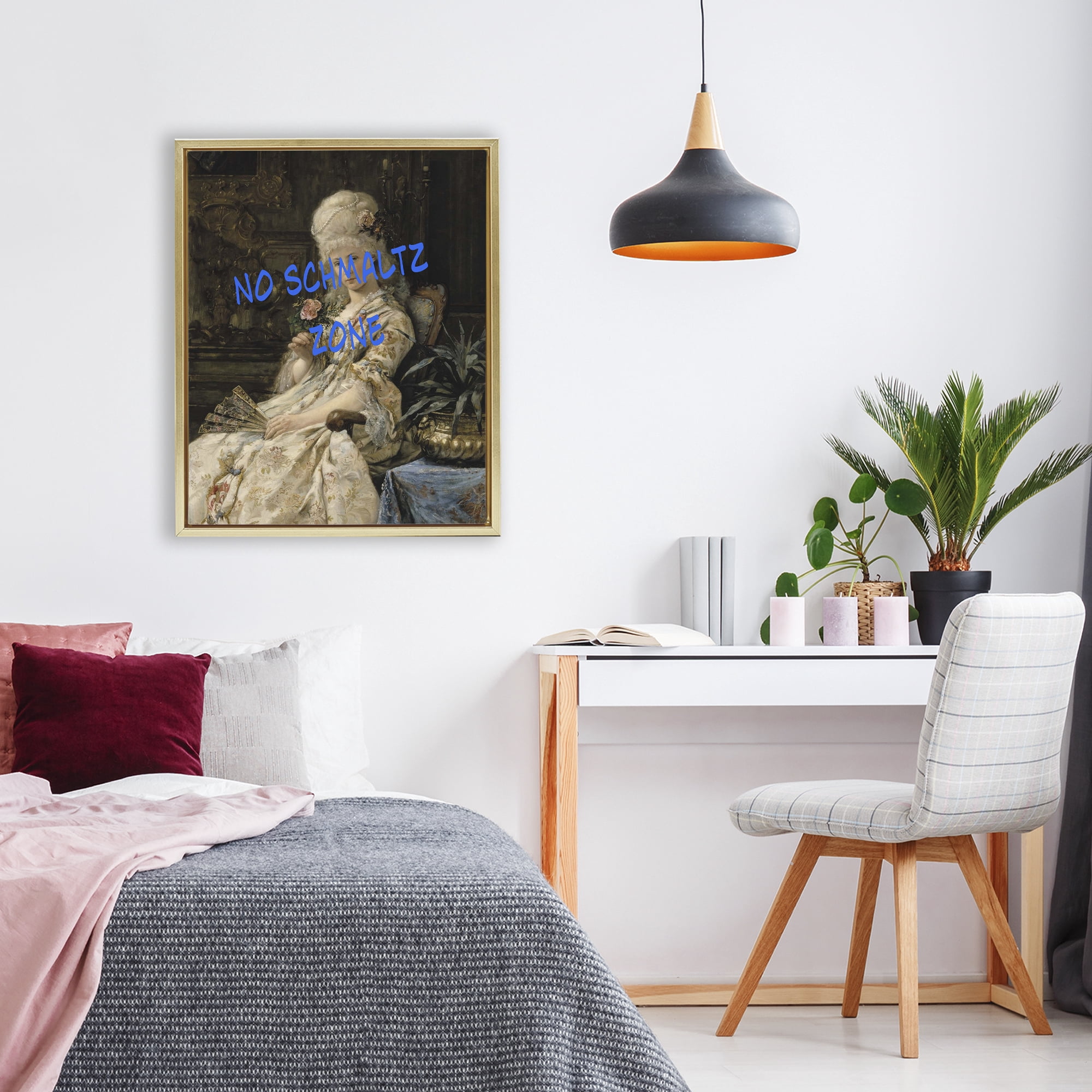 Stupell Industries Iconic No Schmaltz Zone Gold Framed Floater Canvas Wall Art, design by Grotto Studios