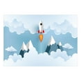 thumbnail image 2 of Tiptophomedecor Peel and Stick Cartoon Wallpaper Wall Mural - Rocket In The Clouds - Removable Wall Decals, 2 of 3