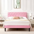 thumbnail image 2 of VECELO Queen Size Bed Frame Premium Velvet Upholstered Platform with Height Adjustable Headboard/Mattress Foundation, Solid Wooden Slat Support, No Box Spring Needed/Easy Assembly, 2 of 5