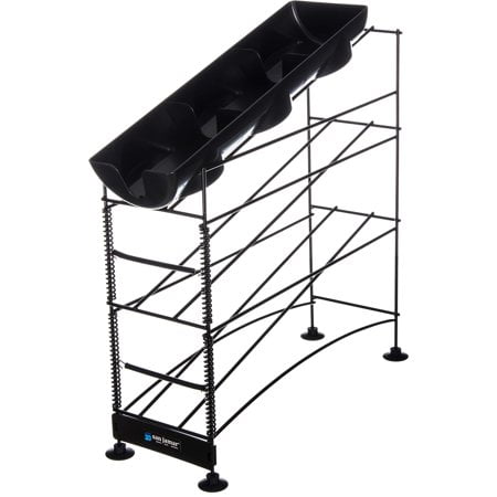 San Jamar Distributeur de Gobelets et Couvercles en Fil Métallique s'Adapte aux Gobelets de 8 à 44 Oz. 4 Niveaux avec Pieds à Ventouse pour Restaurants Fast Food et Cuisines Plastique 8.25 X 21.25 X 28 Pouces Noir