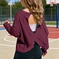 thumbnail image 2 of Girl's Open Back Backless Tops Long Sleeve T Shirts Crewneck Casual Tees Summer Shirts 9-10 years, 2 of 9