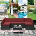 thumbnail image 6 of Kinbor 7pcs Patio Furniture Sectional Wicker Sectional Sofa Couch for 6 with Wine Red Cushions, 6 of 8