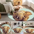 thumbnail image 5 of Round Area Rug 6 Ft, Green Elephants Washable Non-Slip Circle Carpet for Living Room/Bedroom, Funny Animals Modern Art Low-Profile Indoor Mats Collection Rugs for Residential, 5 of 8