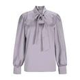 thumbnail image 5 of Women's Tops Dressy 2026 Summer Bow Tie Shirt Long Sleeve Satin Blouse Business Work Casual Outfits, 5 of 8
