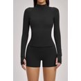 thumbnail image 4 of Top-kevin Womens Workout Sets Two Piece Long Sleeve Jacket Matching High Waist Shorts Sets Fall Winter Gym Work Out Clothes, 4 of 16