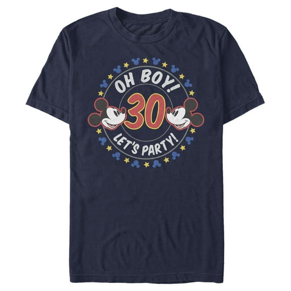 Men's Mickey & Friends 30th Birthday Let's Party Graphic Tee Navy Blue Large
