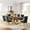 Gold Black Table & Gold Balck Chair, variant on Modern Faux Marble Dining Table Set, 69" Rectangular Faux Marble Tabletop with Polished Stainless Steel Base and 6 Tufted Velvet Chairs