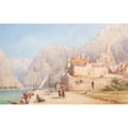 thumbnail image 2 of Gottfried Seelos 18x13 Black Ornate Wood Framed Double Matted Museum Art Print Titled - A Southern Coastline, Surrounded by a Mountain Range, 2 of 5