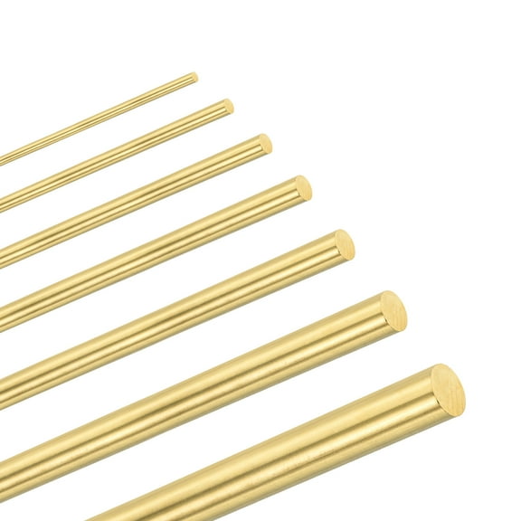 7-Pack Solid Brass Rod, 2,3,4,5,6,8,10mm Dia 100mm Long Knife Handle Round Stock