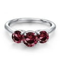 thumbnail image 3 of Gem Stone King 925 Sterling Silver Red Rhodolite Garnet Engagement Ring for Women | 2.20 Cttw | Round 6MM | Gemstone January Birthstone | Size 7, 3 of 6