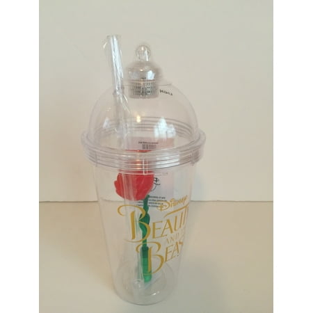 Disney Parks Beauty and the Beast Rose Light Up Souvenir Cup Tumbler