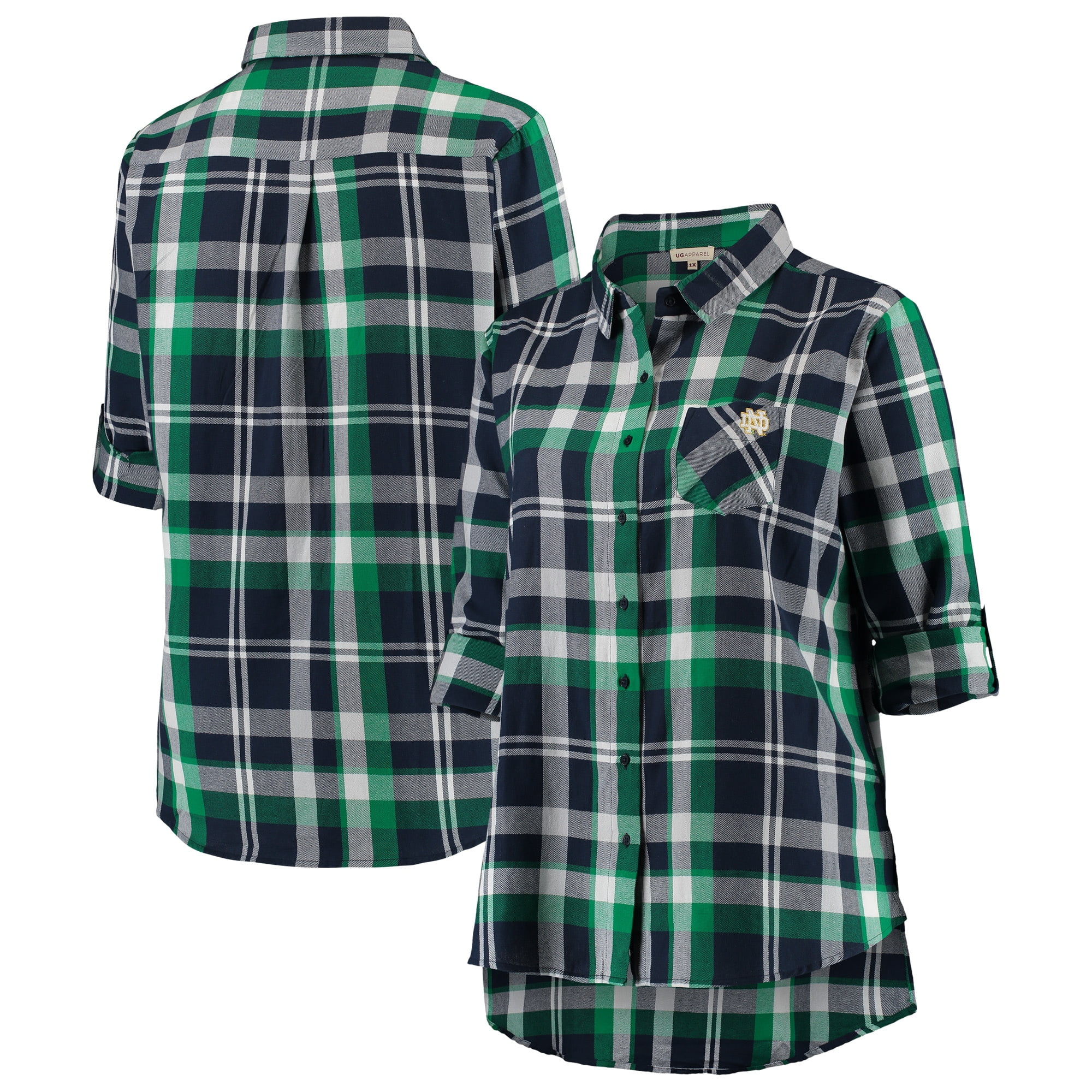 Notre Dame Fighting Irish Women's Size Missy Boyfriend Plaid Flannel Button-Up Long Sleeve Shirt - Walmart.com
