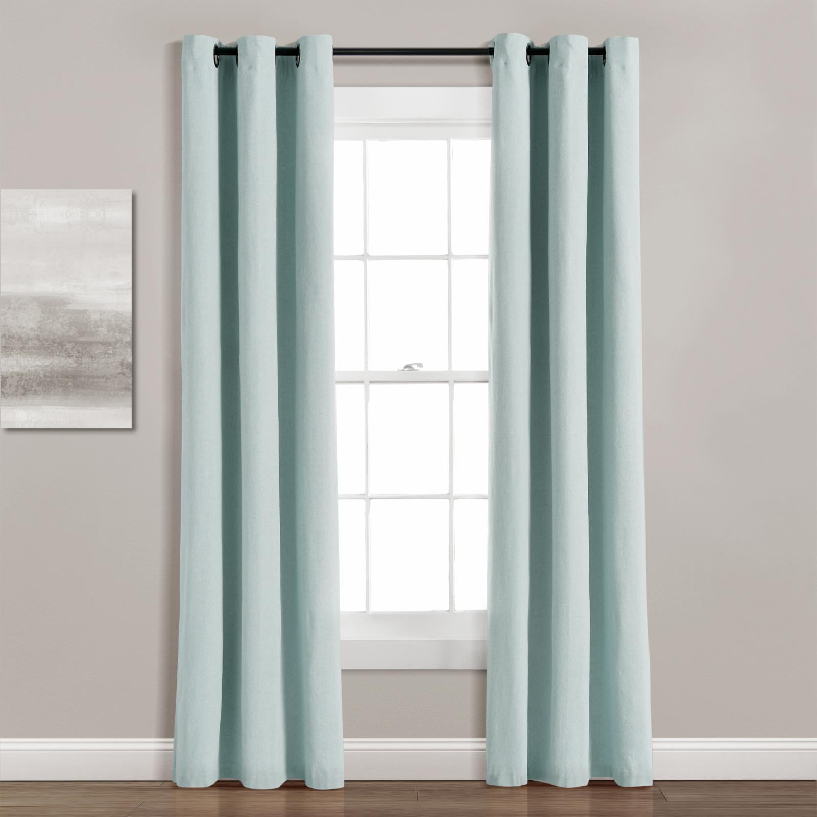 Lush Decor Linen Grommet Window Panel Blackout Blue Single 84 x 38