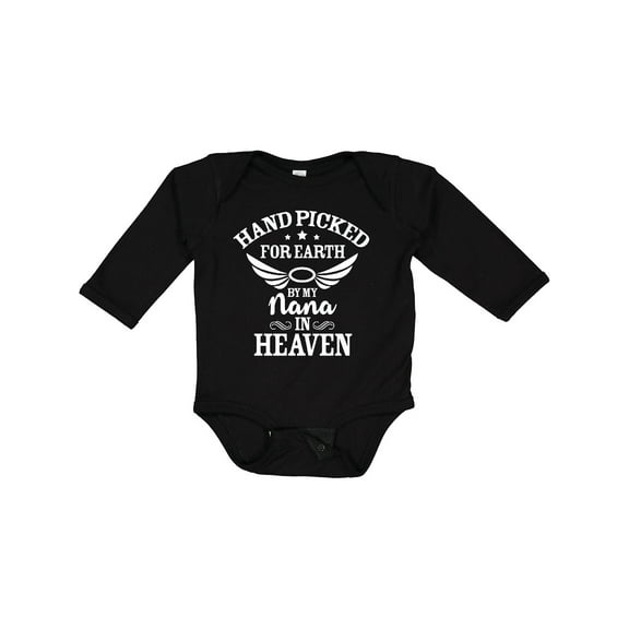 Inktastic Handpicked for Earth by My Nana in Heaven with Angel Wings Boys or Girls Long Sleeve Baby Bodysuit