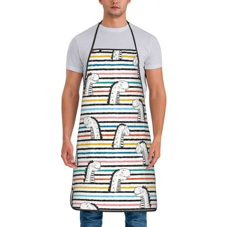

Apron for Men Women Cartoon Dinosaurs (3) Waterproof Chef Kitchen Baking Apron with Long Ties Aprons for Cooking Baking and Gardening Kitchen Collection
