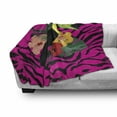 thumbnail image 3 of Pink Zebra Soft Flannel Fleece Blanket, Toucan Bird Sitting on Hibiscus Plants Flowers Large Leaves on Zebra Background, Cozy Plush for Indoor and Outdoor Use, 50" x 60", Multicolor, by Ambesonne, 3 of 6