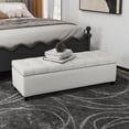 thumbnail image 3 of Storage Ottoman, Upholstered Fabric Ottoman with Storage, Storage Bench with Safety Hinge, for Entryway Living Room  Bedroom, Light Gray, 3 of 9