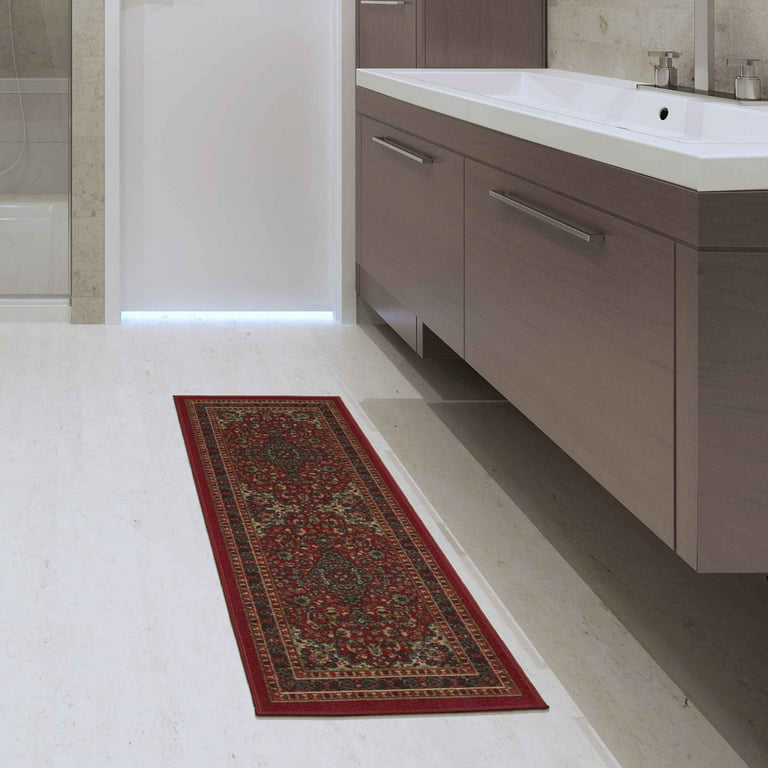 Ottomanson Classics Non-Slip Rubberback Oriental 2x3 Indoor Area  Rug/Entryway Mat, 2'3 x 3', Red