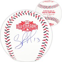 Salvador Perez Autographed Official 2015 All Star Game Logo Game Baseball Kansas City Royals Beckett BAS Witness 216041