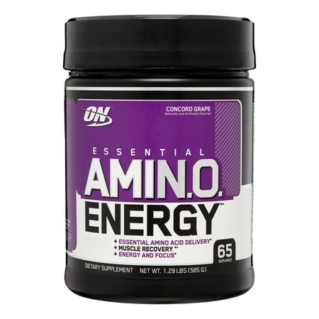 Best Optimum Nutrition Amino Energy Pre Workout + Essential Amino Acids Powder, Concord Grape, 65 Servings deal