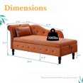 thumbnail image 3 of 60"W Velvet Tufted Chaise Lounge, Storage Chaise Sofa, Solid Wood Leg - 25"D x 60"W x 27"H Orange, 3 of 5