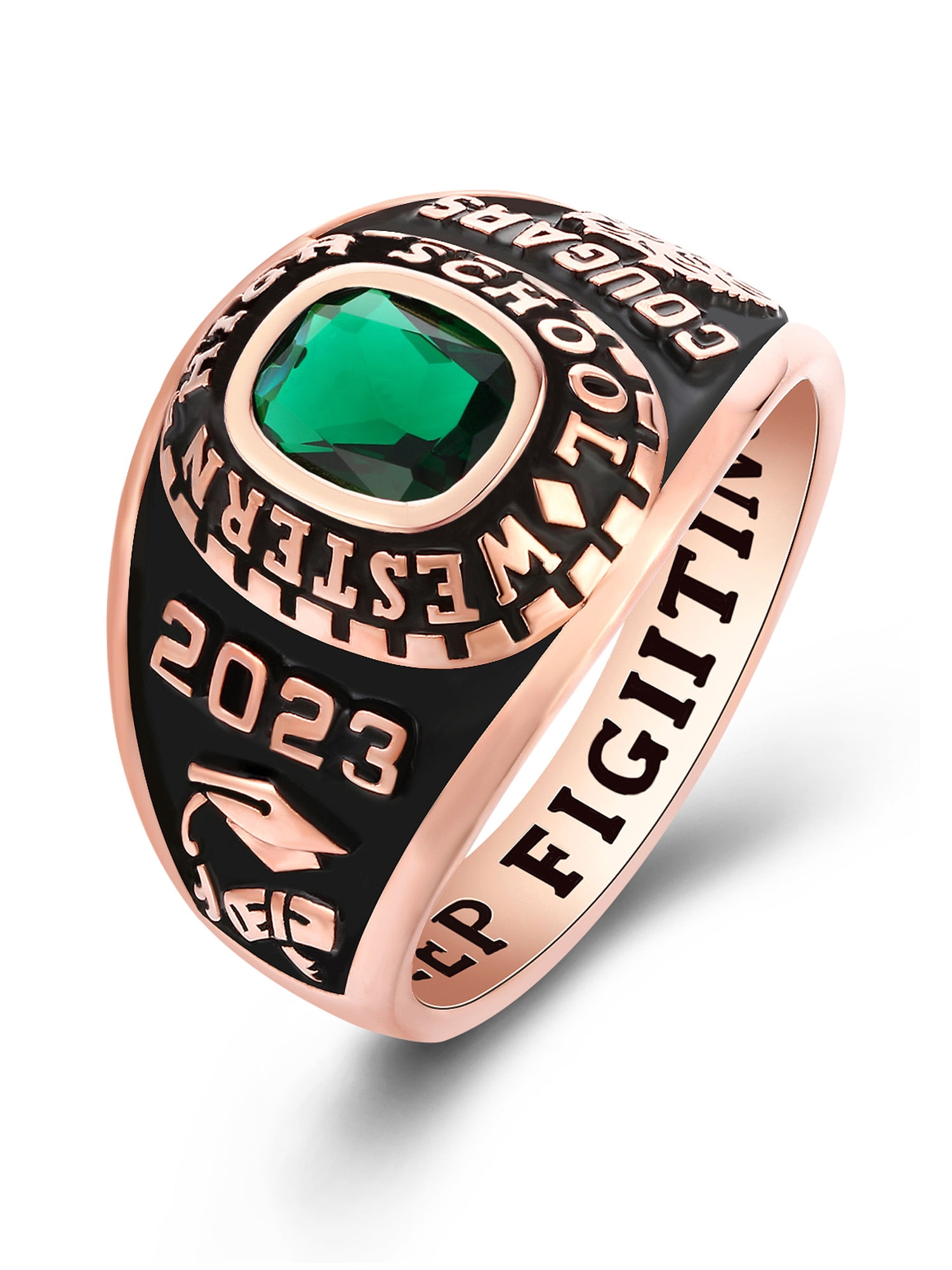Mementos USA Custom Class Rings Sterling Silver for Women High School College-Rose Gold-Ultimate