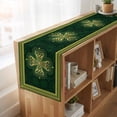 thumbnail image 6 of Table Runners 90 Inches Long Dress Scarves, Saint Patrick's Day Farmhouse Coffee/Dining/Kitchen Table Runner for Living Room, Boho Green Golden Leaves Ethnic Motifs 13x90 Inch, 6 of 9