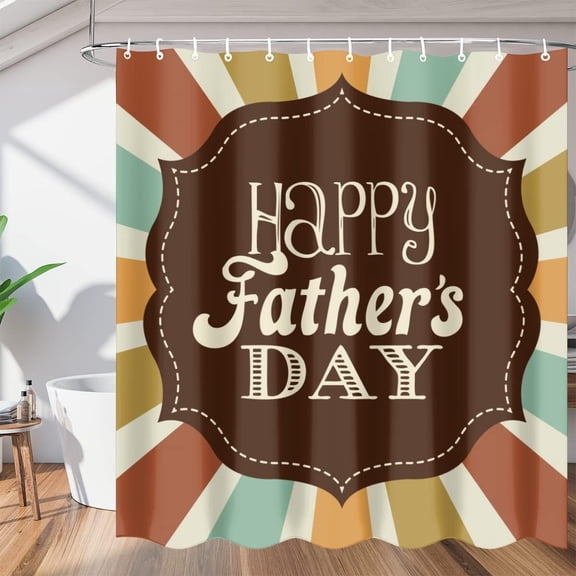 Happy Father''s Day Stripes Shower Curtain Fabric Shower Curtain Set with 12 Hooks Water-Proof 72 * 72 Inches for Bathroom Beach Caravan Hotel
