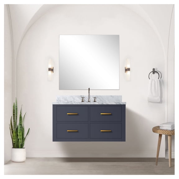 Blue Single Bath Vanity 36 in. W x 22 in. D