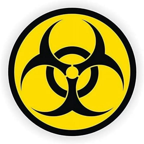 4 Pack - StickerDad® Biohazard Symbol Hard Hat Helmet Sticker Vinyl Decal - Full Color Printed - (Size: 2" Color: Yellow/Black) - for Windows, Walls, Bumpers, Laptop, Lockers, etc.